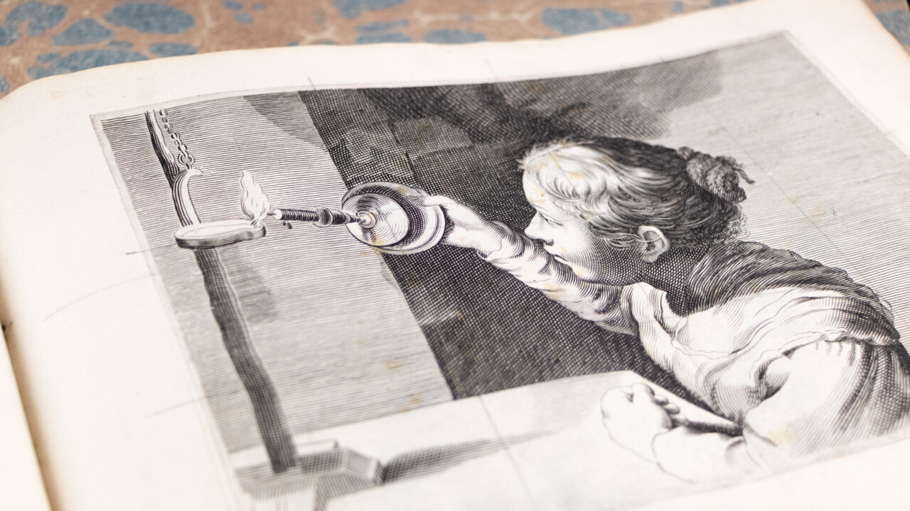 Uppslag av bok från Ekströmsamlingen