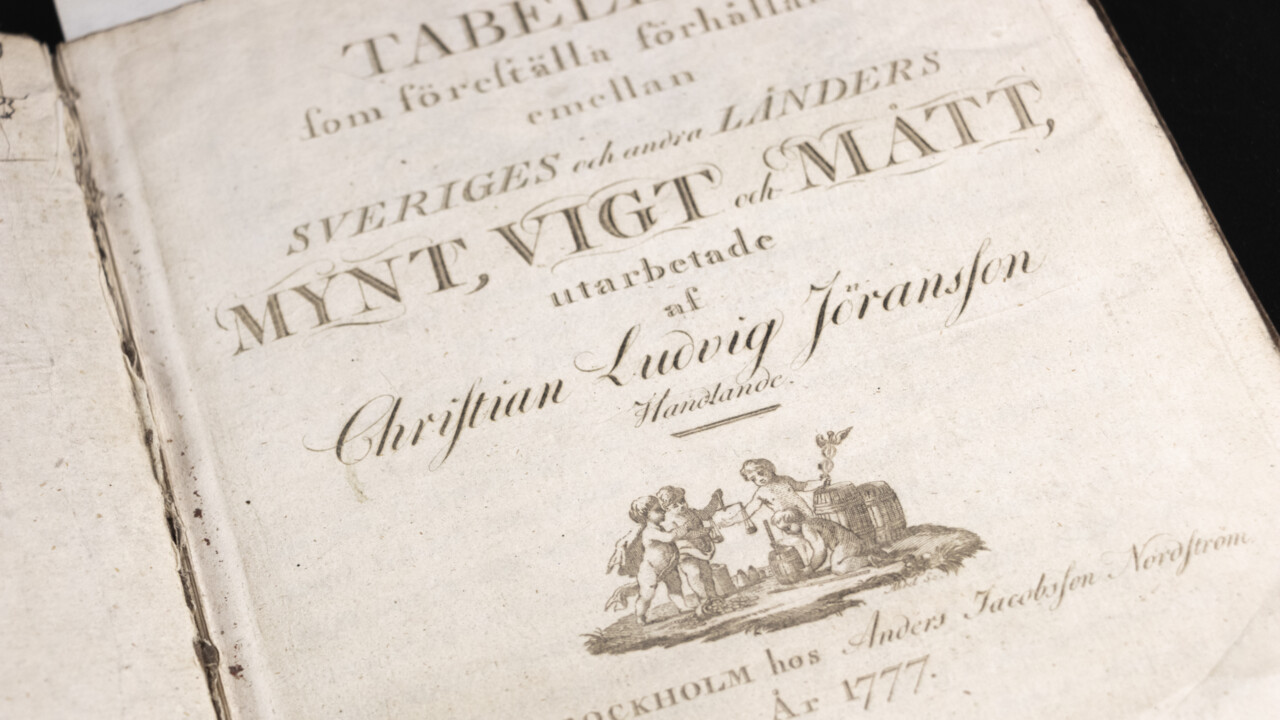 Uppslag av bok från Granlundsamlingen