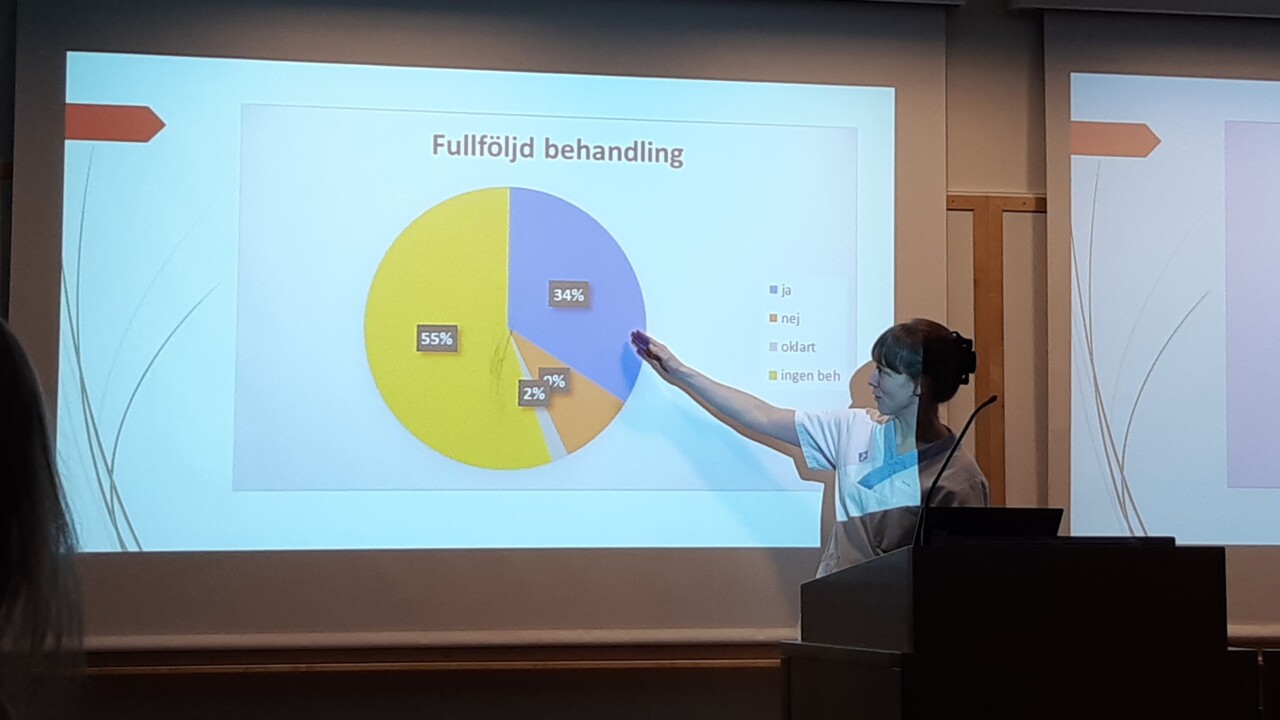 Stina Lidén, ST-läkare, Infektionskliniken  - som presenterar - Tuberkulos i siffror för Region Västerbotten.