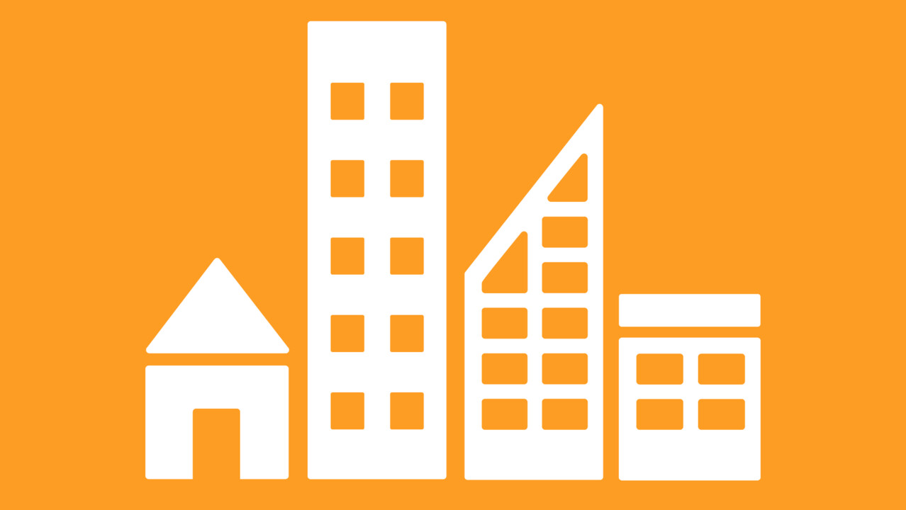 Illustration of small and larger buildings symbolising a city.