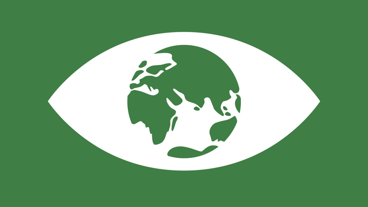 Illustration of an eye where the iris is the earth affected by climate change.