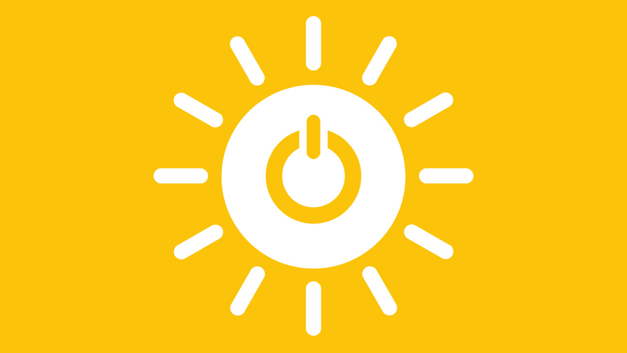 Illustration with a white sun on a yellow background symbolising energy.