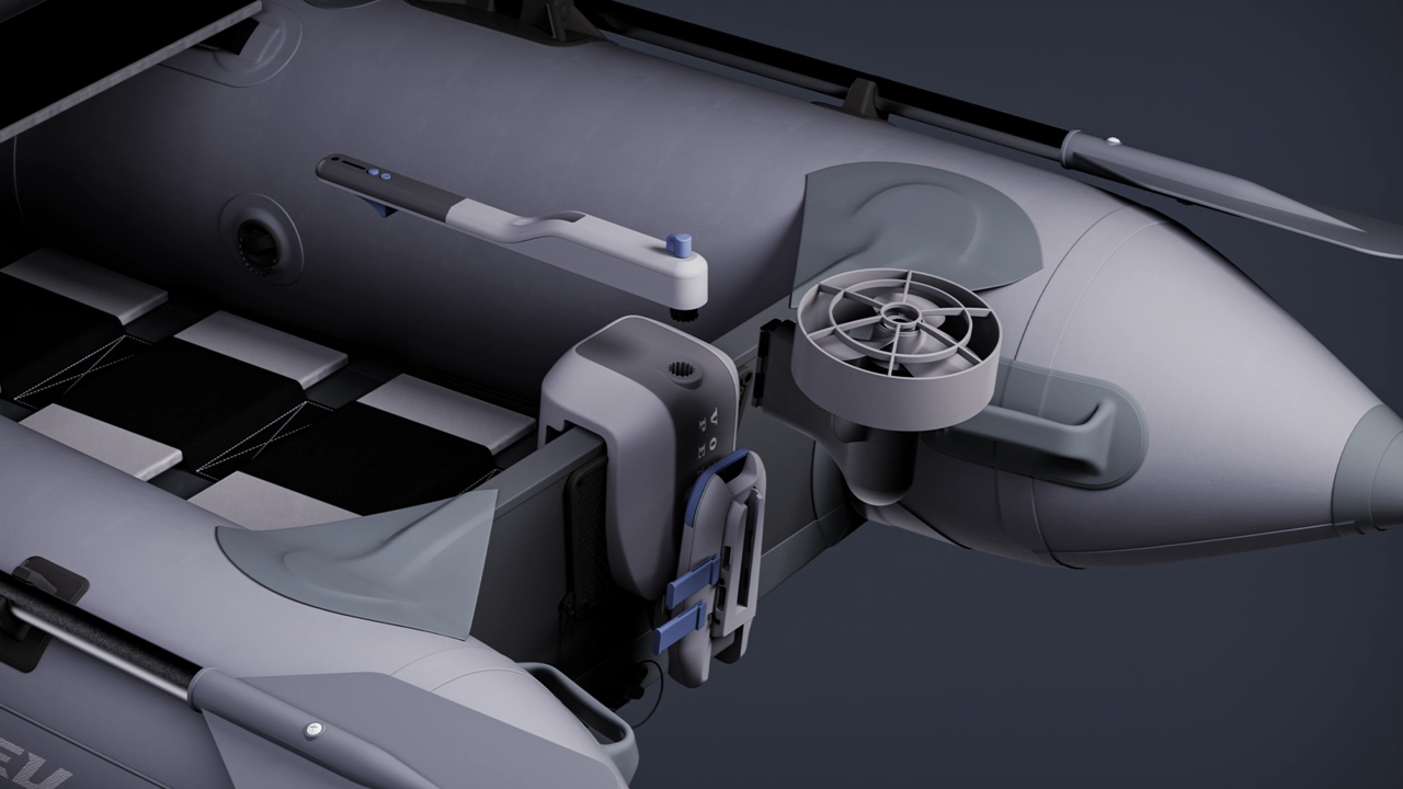Assembly of the motor unit and tiller.