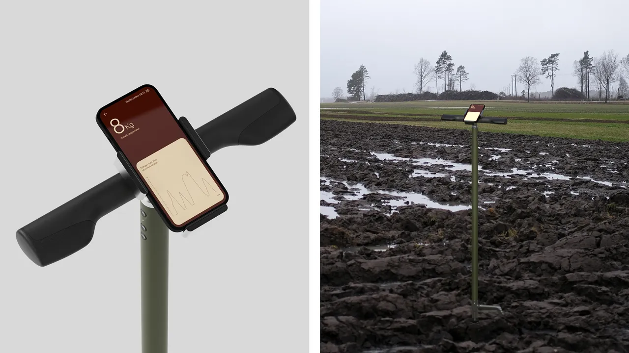 The handle attachment features ergonomic bulges to provide additional palm support when the farmer needs to take numerous soil samples.