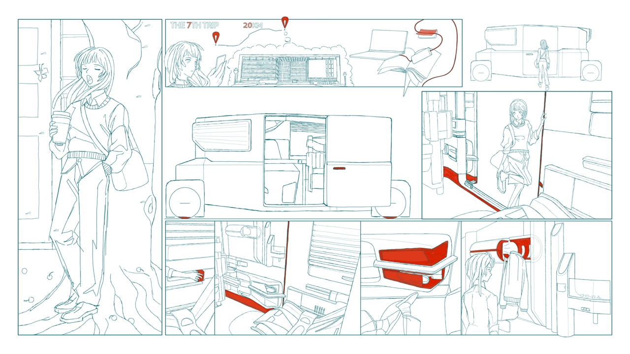 The author makes the entrance into the vehicle.