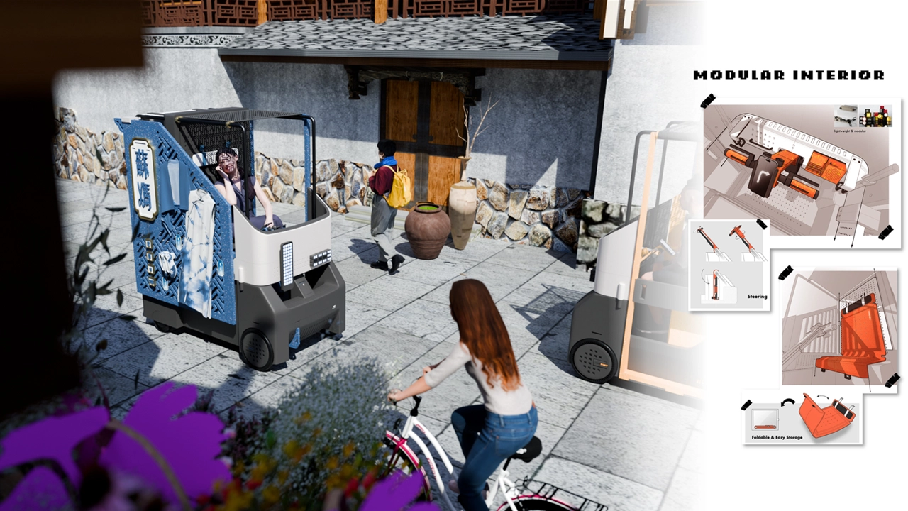 Traveling with small footprint in the street.