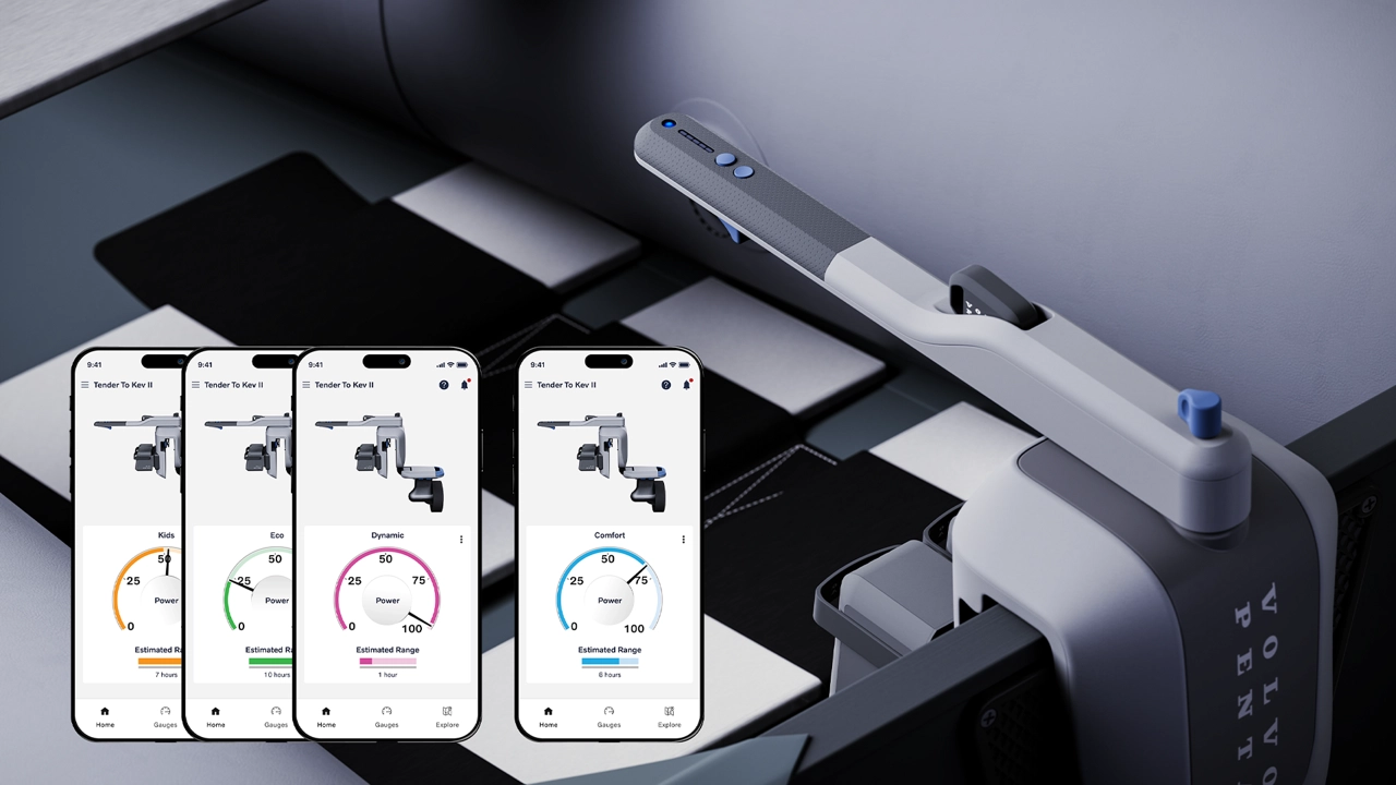 Selecting the driving modes which can be configured in the Volvo Penta Easy Connect App.
