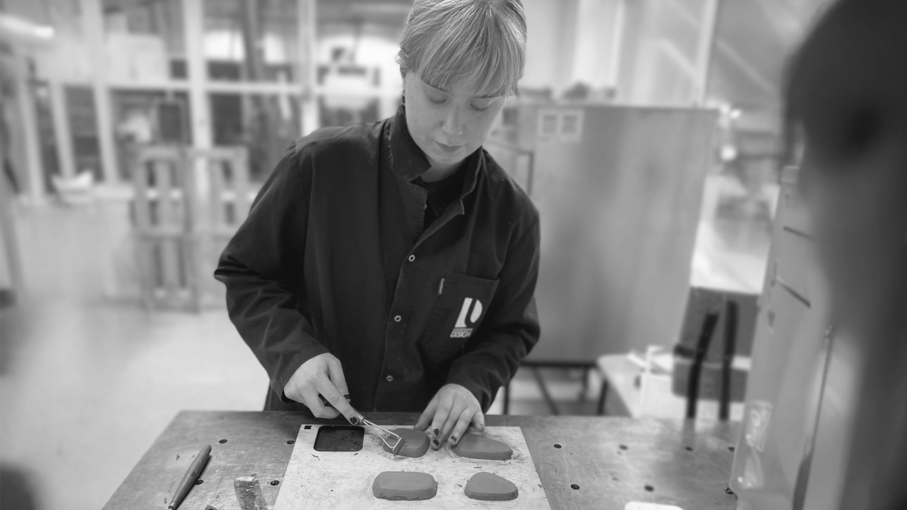 Early form iterations in clay.