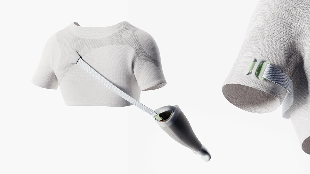 Locally reinforced harness undershirt with strap.