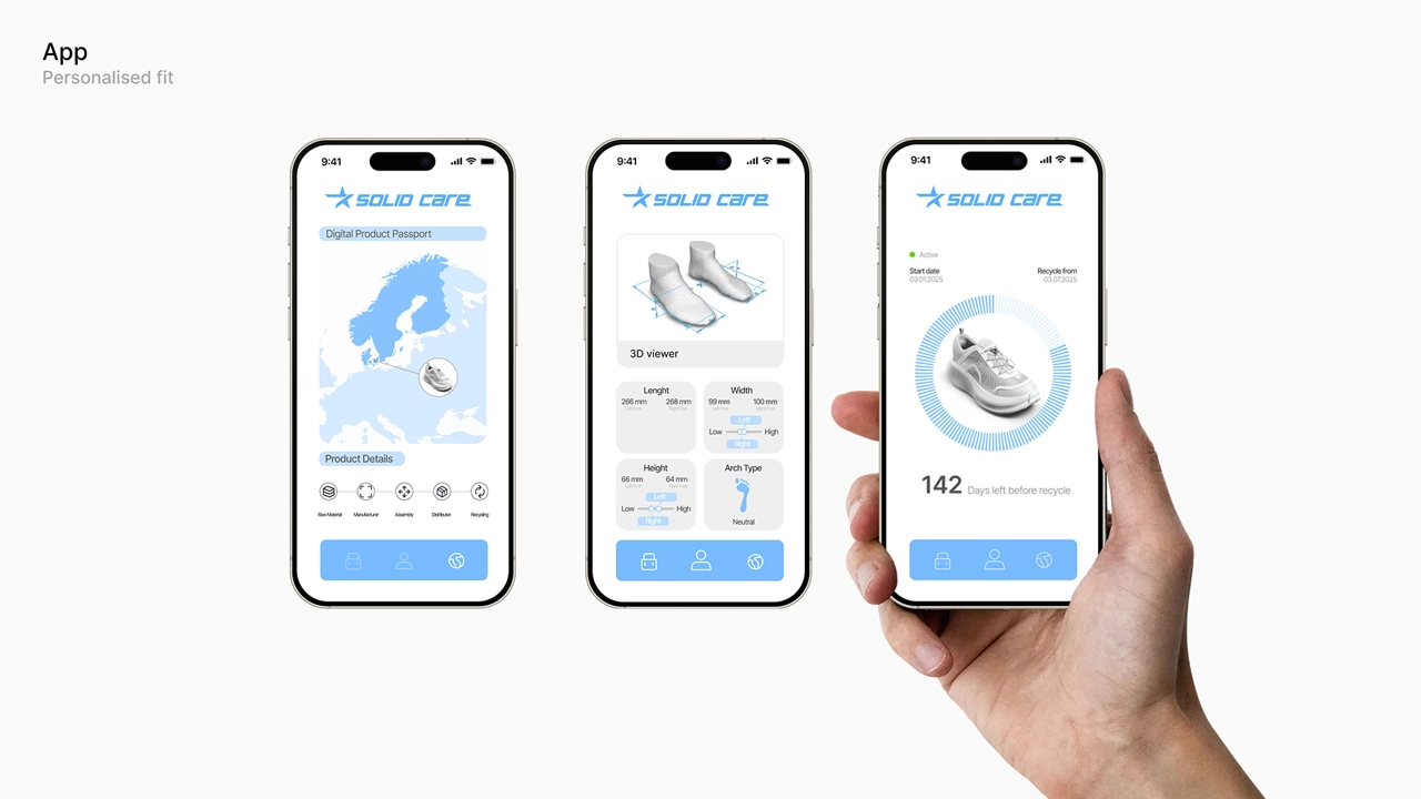Service platform for shoe selection, customization, and recycling management.