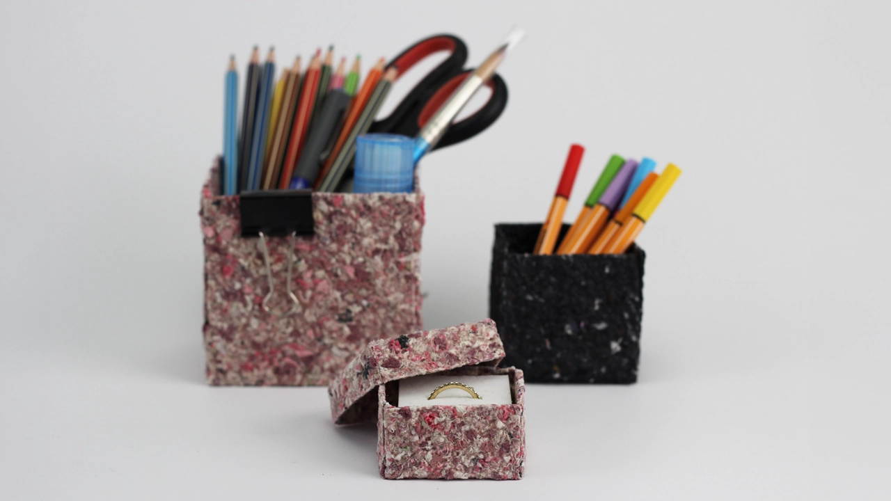 Formed with water: The material can be cut and reshaped using only water.