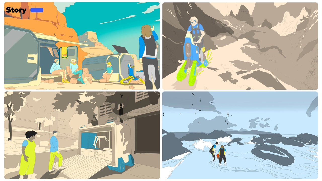 While visting friends, Jean take a glimpse of this scooter, asking for a ride, he loves it, using Fabpods coming in certain cities, they gather algae to be able to feed the printer and produce a scooter as wellWhile visting friends, Jean take a glimpse of this scooter, asking for a ride, he loves it, using Fabpods coming in certain cities, they gather algae to be able to feed the printer and produce a scooter as well.