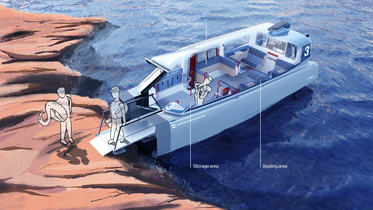 Remote docking, passengers deboarding.