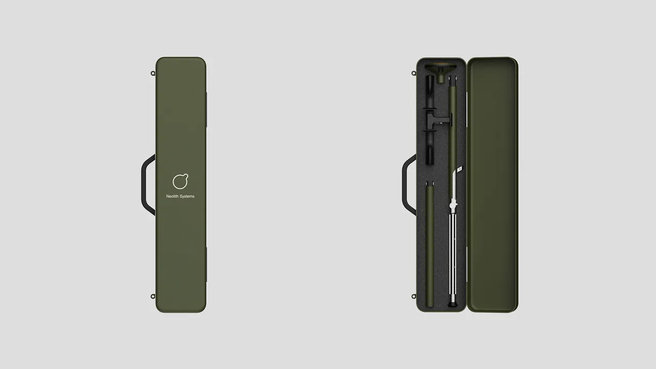 The device can easily be disassembled into individual components and stored in a protective case.