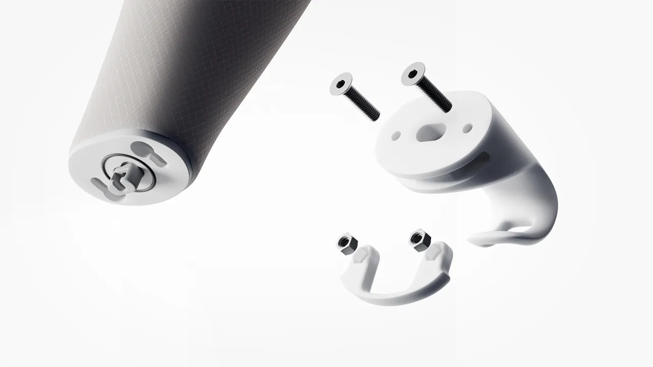 Simplified, low-cost bayonet fitting for attaching simple, 3D-printed terminal devices.