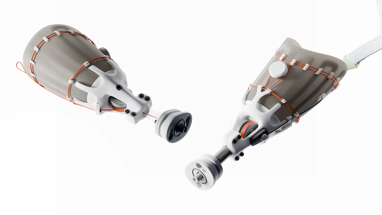 Inner structure and package with tightened silicone socket, electronic switch and cable transmission.