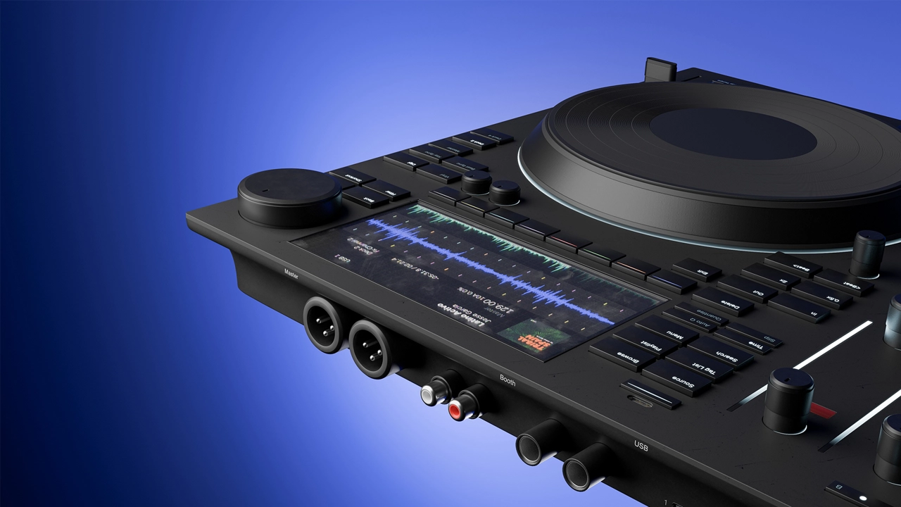 Detailed view of left deck interface. The design mirrors professional gear but is optimised for accessibility and compactness.