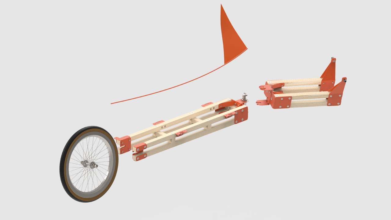 The trailer can be split into three parts for easy storage. 