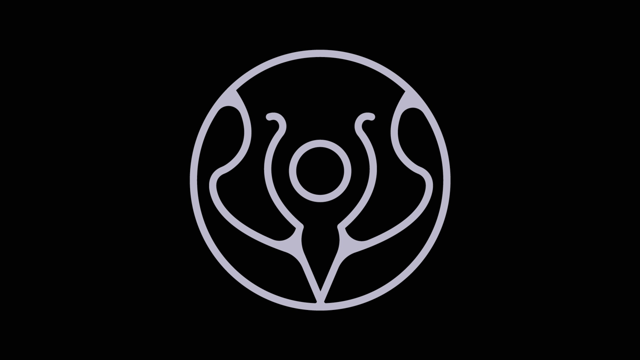 abstract logotype in cirkel on black