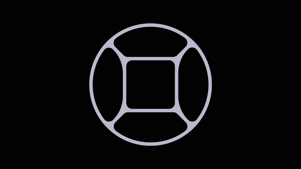 abstrakt logotyp i cirkel på svart botten