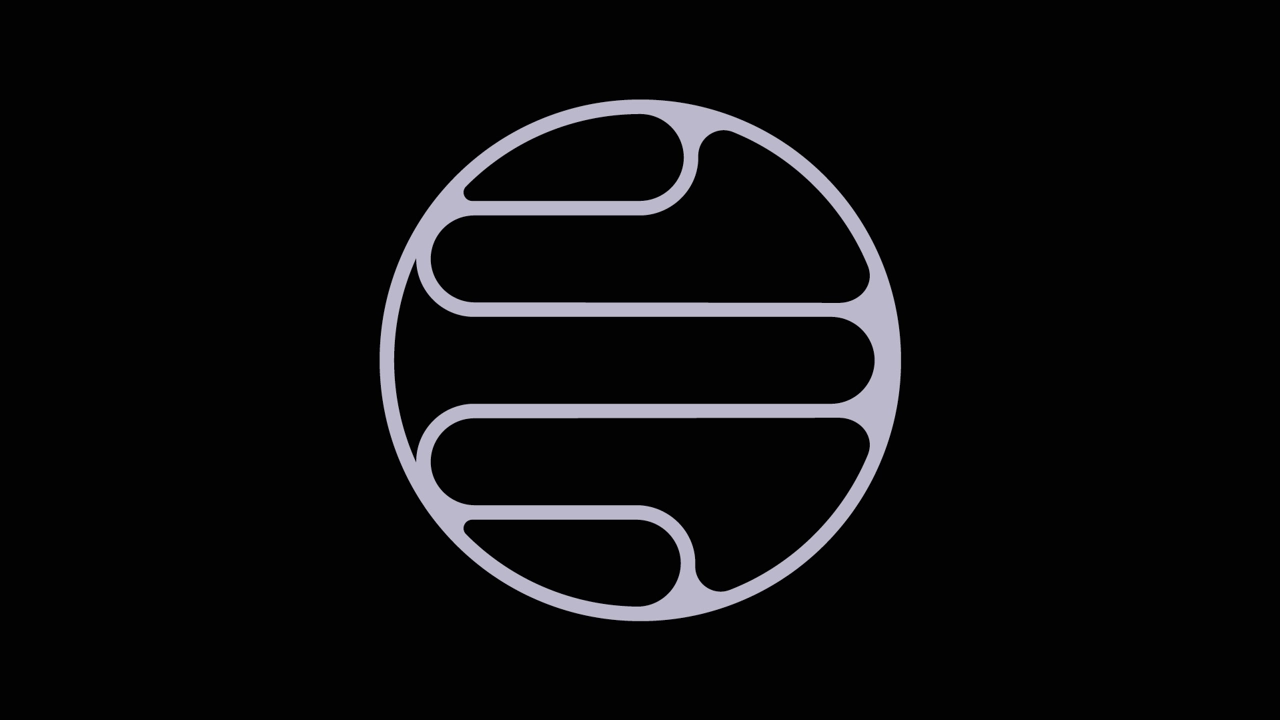 abstrakt logotyp i cirkel på svart botten