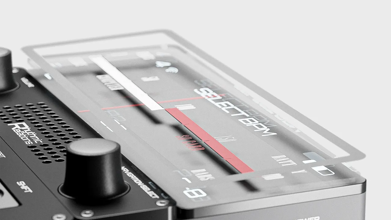 Visual demonstration of the splitted screen, which is divided into digital and non-digital sections to mimic the analog feel