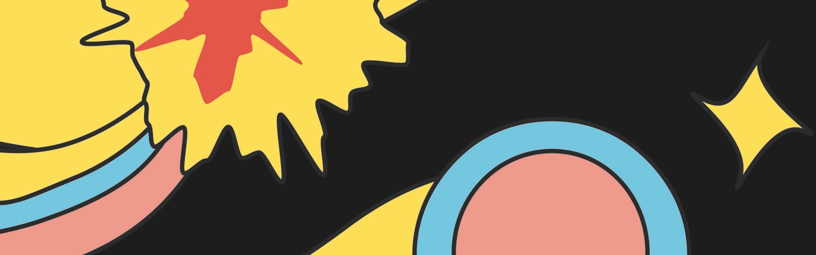 En färgglad abstrakt bakgrund med stjärnor och virvlar