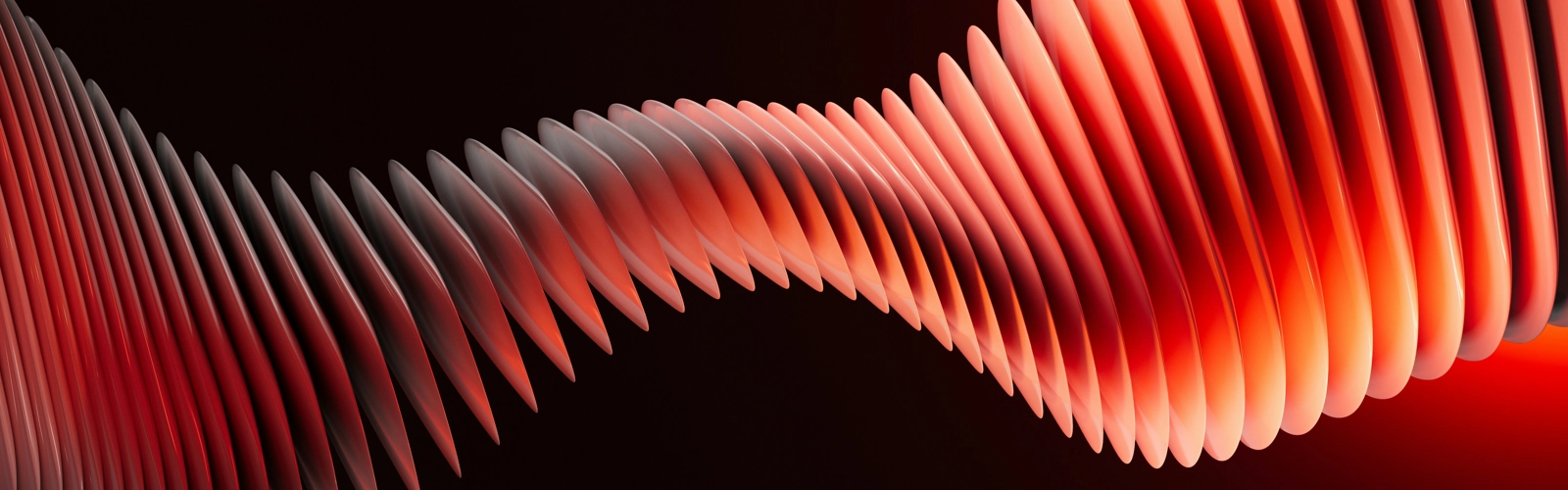En röd och vit våg på svart bakgrund.