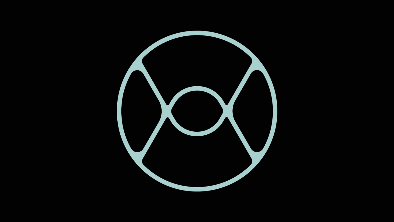 abstract logotype in cirkel on black