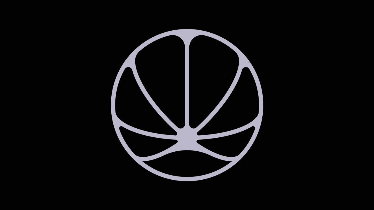 abstract logotype in cirkel on black