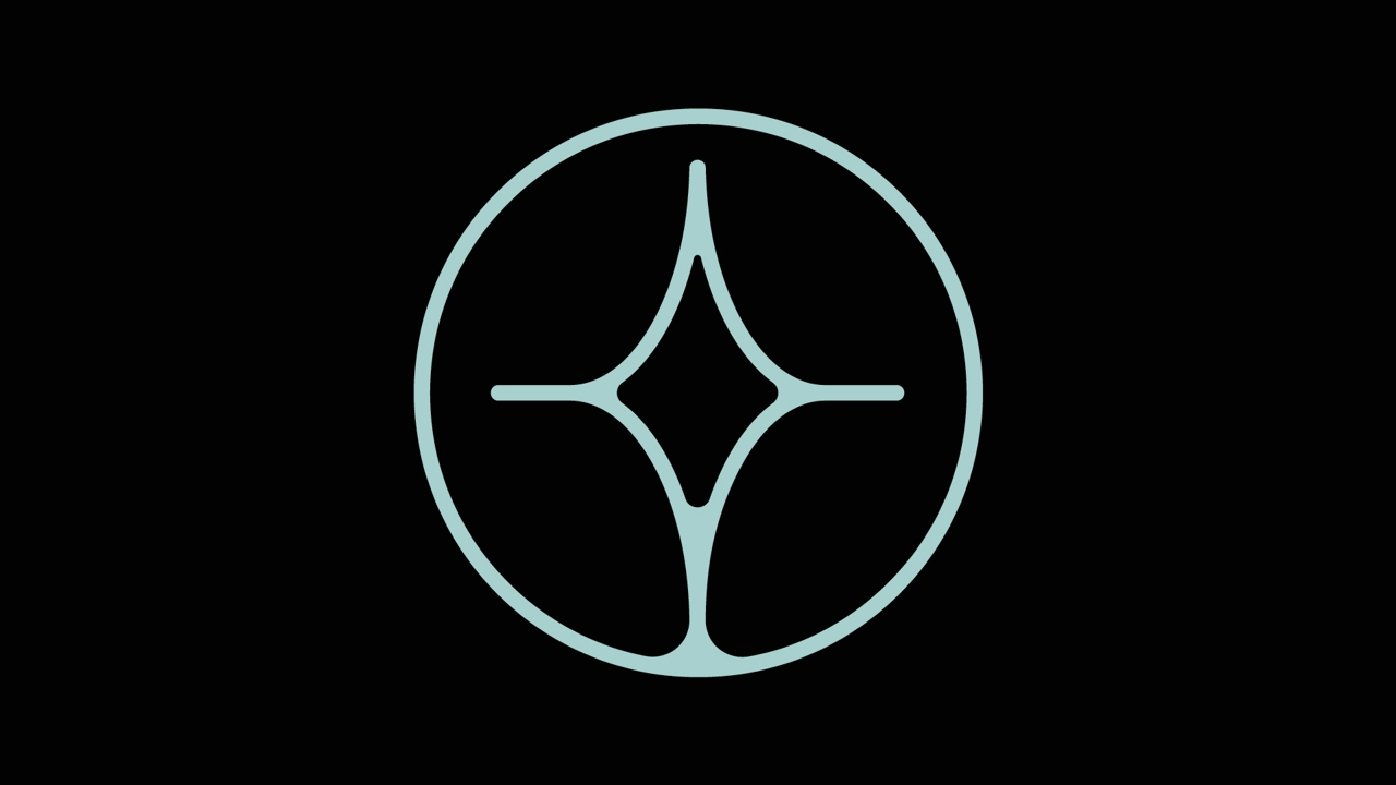 abstrakt logotyp i cirkel på svart botten