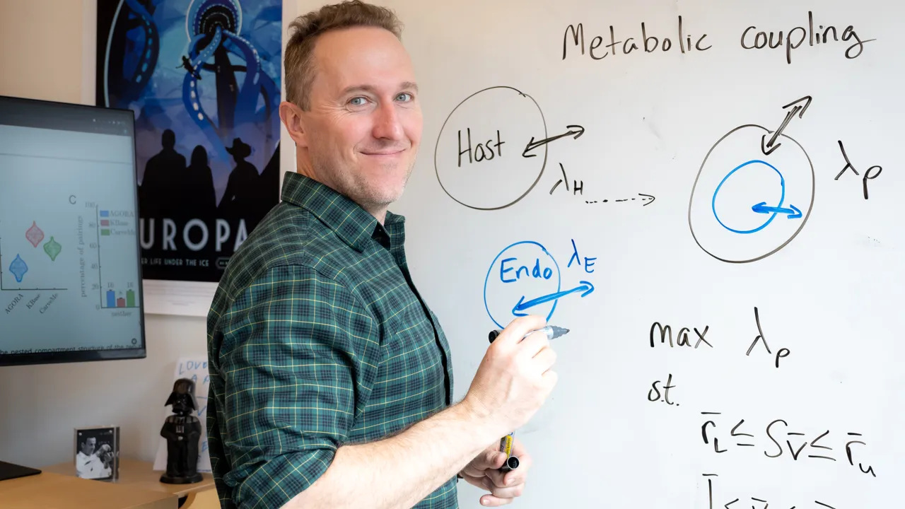 Man som skriver på en whiteboard