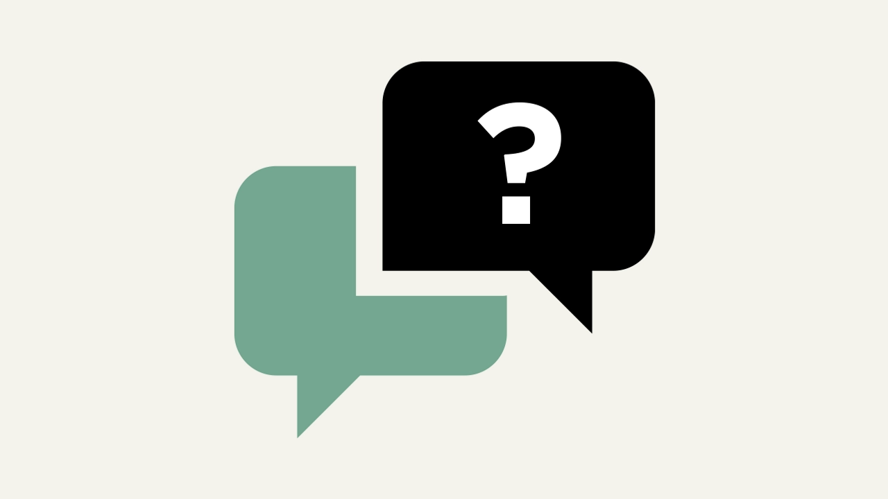 En pratbubbla med ett frågetecken på.