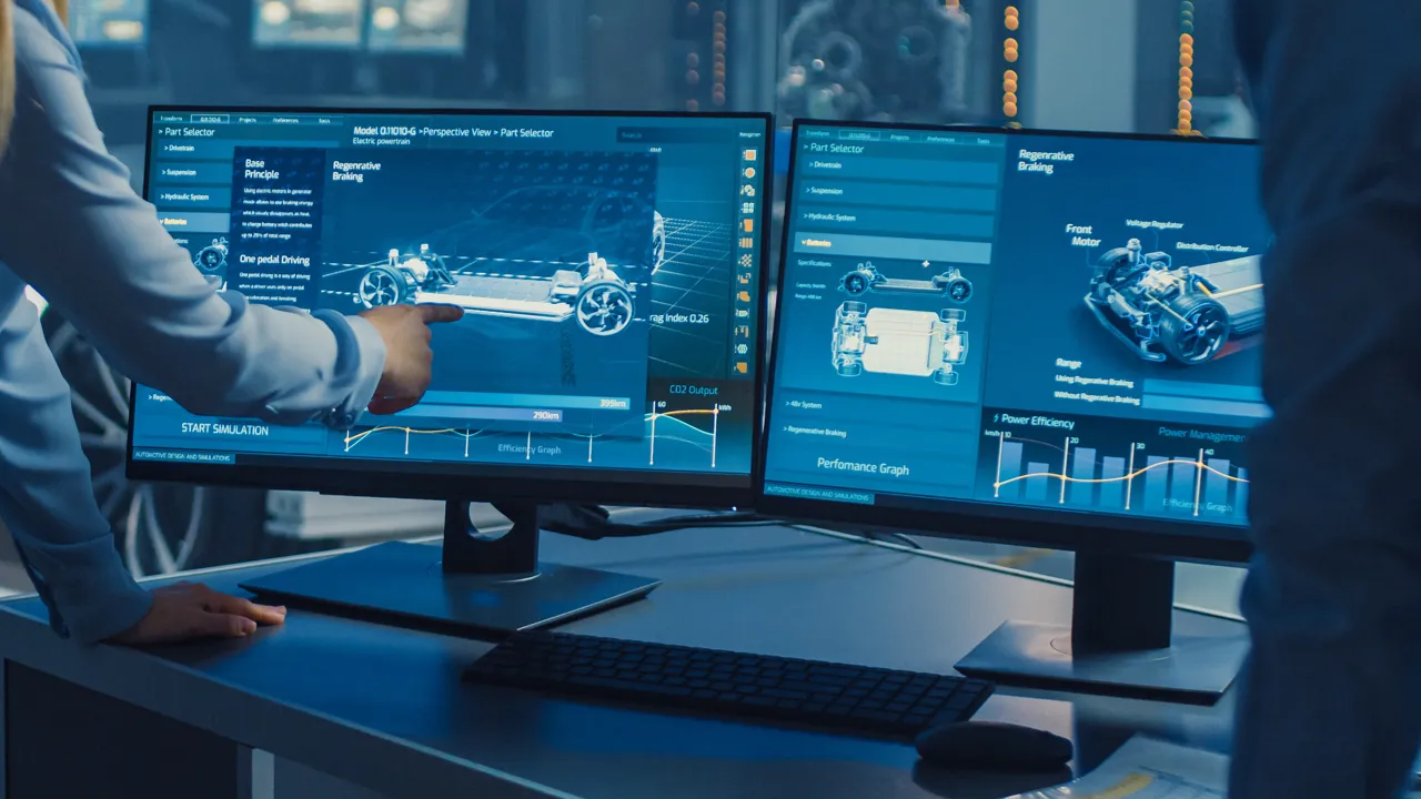 Bilden visar en man och en kvinna som tittar på en skärm.