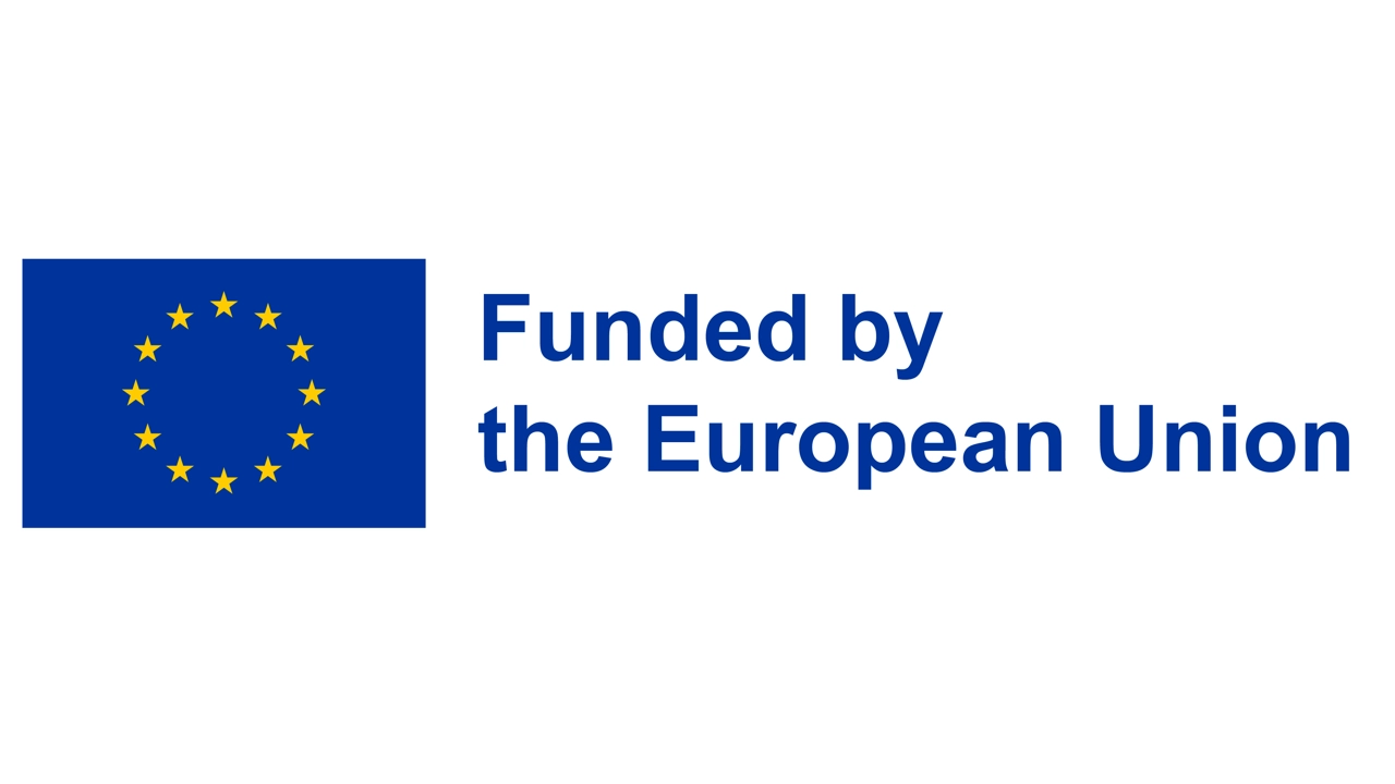 The european union logo with the european flag.