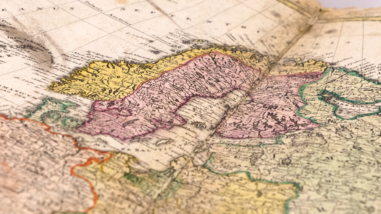 An old map over Sweden. 