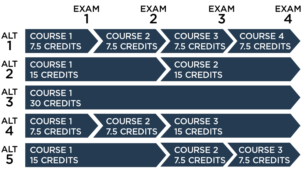 Graphic illustration of how to combine courses