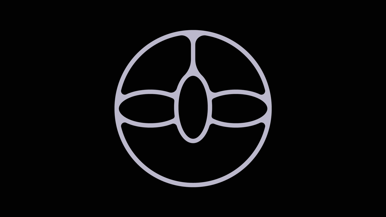 abstract logotype in cirkel on black