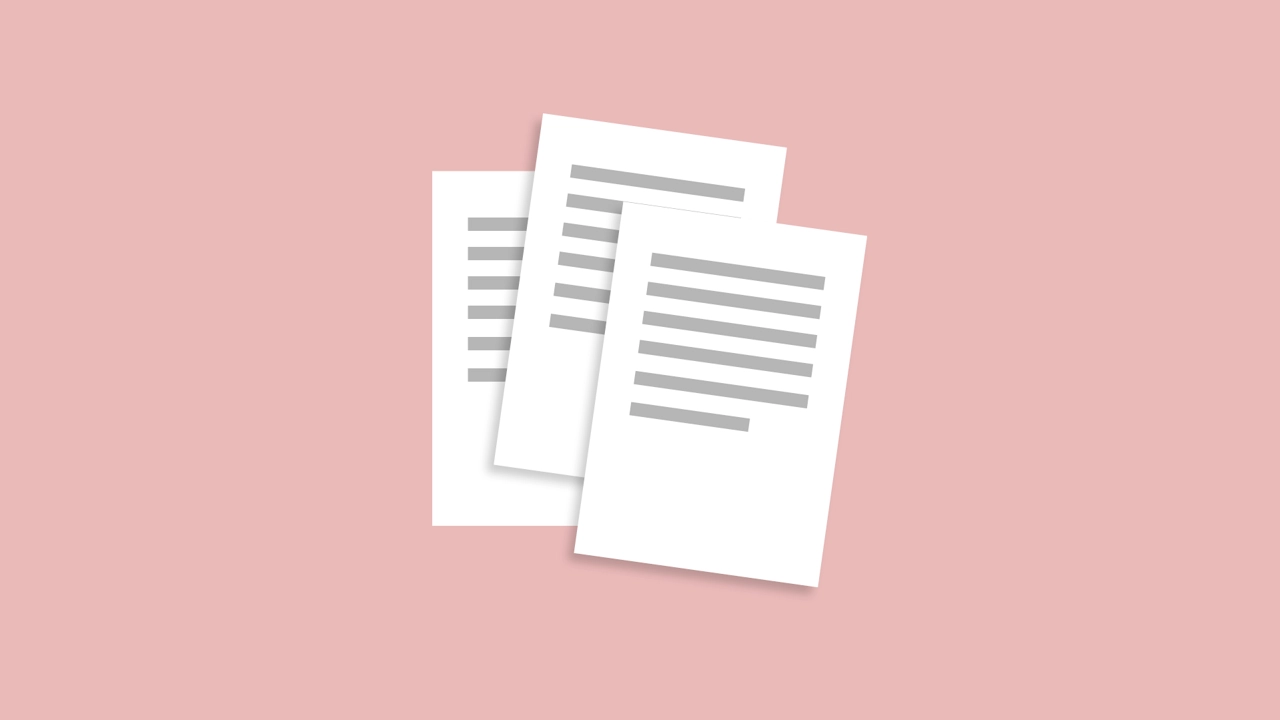 Tre dokument överlappar varandra.