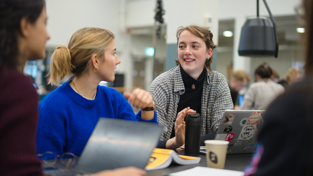 A group of students is working together in one of Campus Umeå's many study spaces.