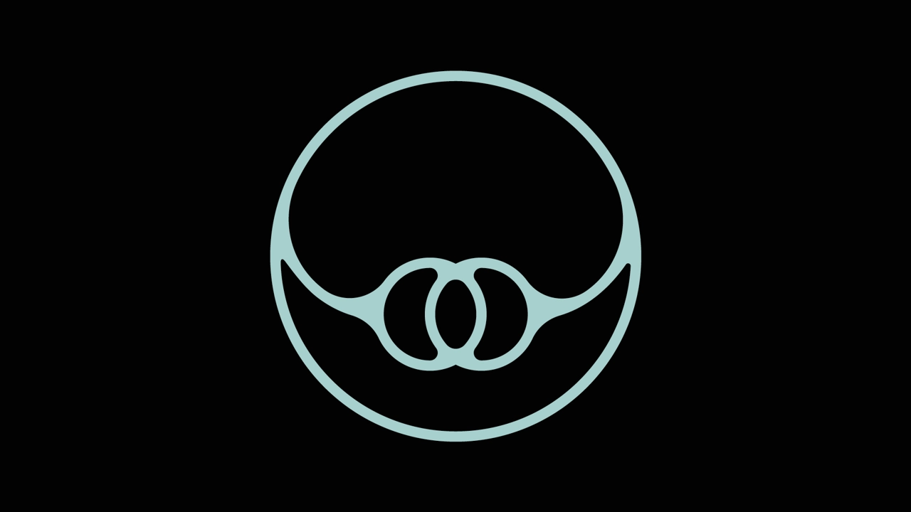 abstract logotype in cirkel on black