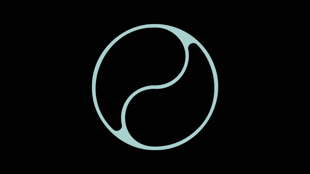 abstrakt logotyp i cirkel på svart botten