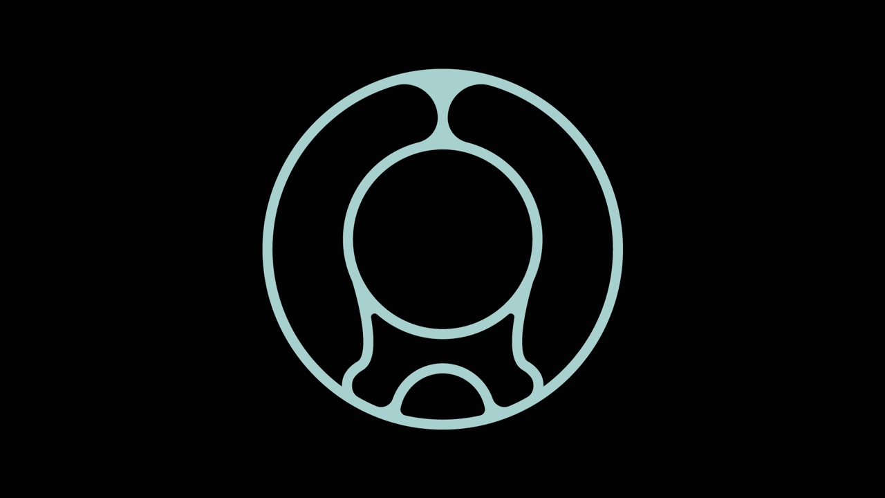 abstract logotype in cirkel on black