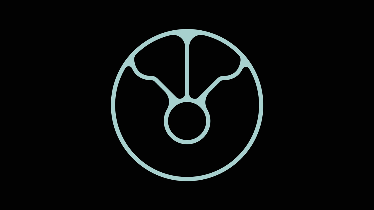 abstrakt logotyp i cirkel på svart botten