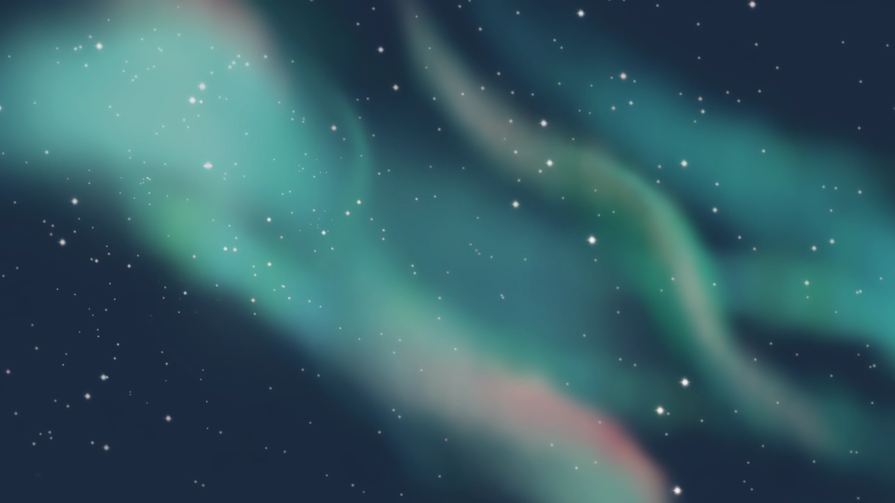 Northern lights and stars illustration