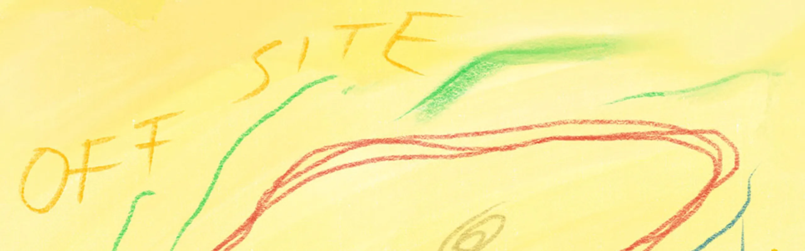 Röda och gröna streck på gul bakgrund