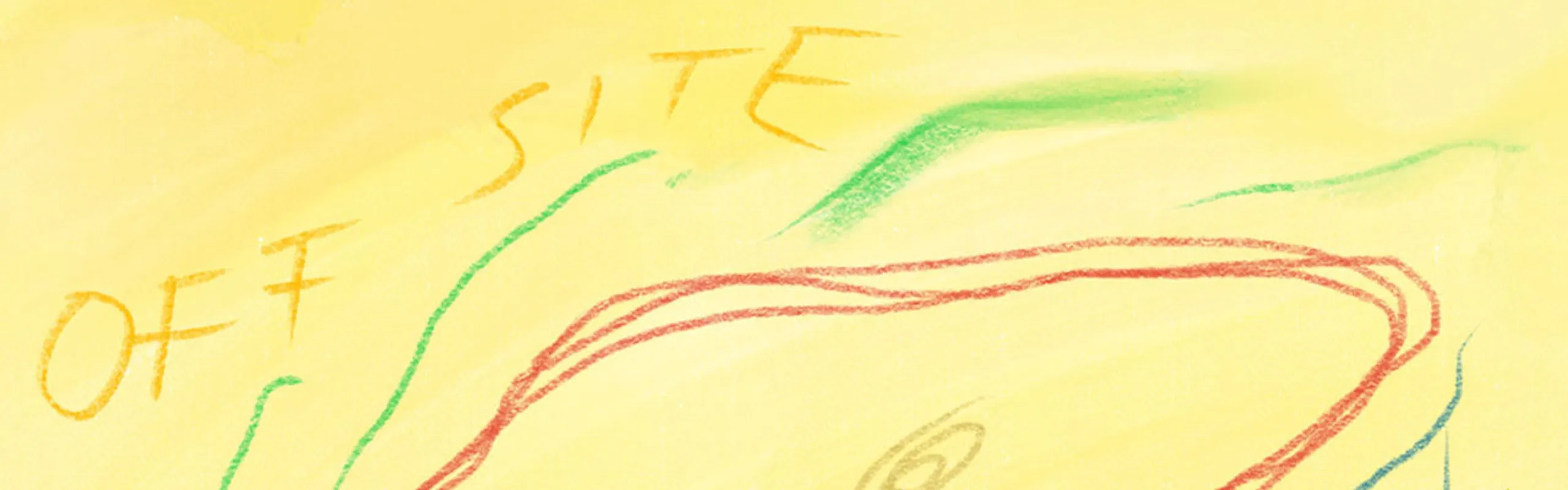 Röda och gröna streck på gul bakgrund