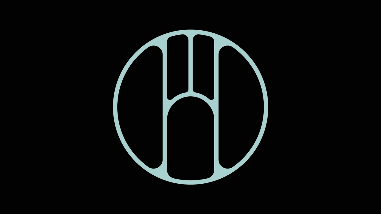 abstract logotype in cirkel on black