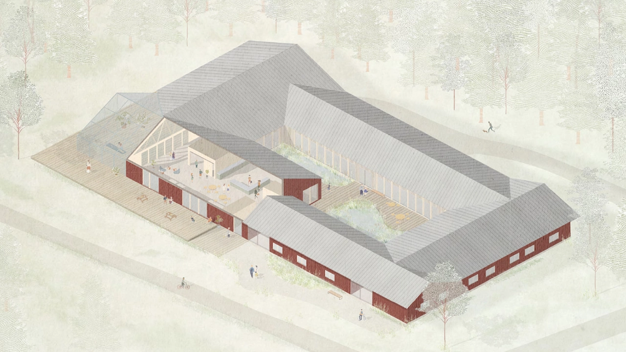 A drawn building/site/graphics by architecture student