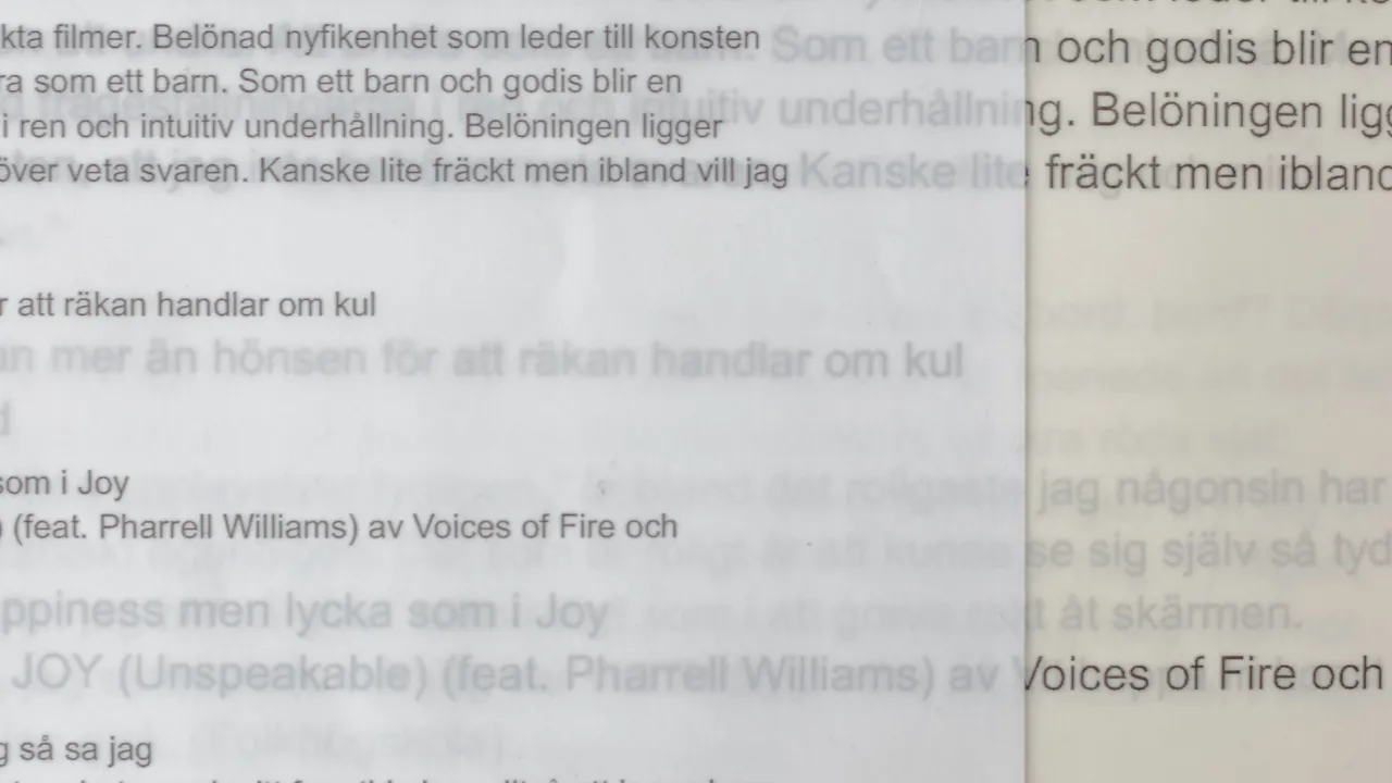 Detalj av verk med text